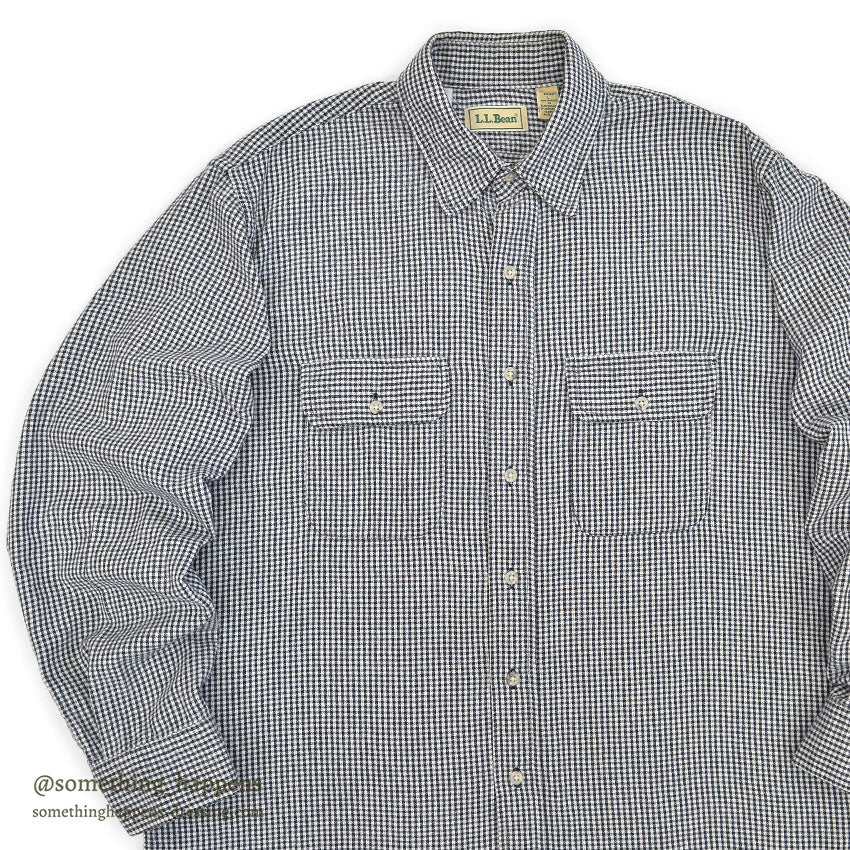 1990's LLBEAN SHEPHERD CHECK FLANNEL SHIRT...L