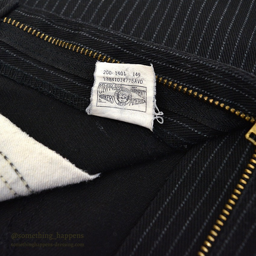 1980's Lee 200 STRIPE BLACK COTTON PANTS... W33/L27