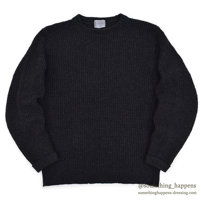 1960's TOWNCRAFT PENNEY'S WAFFLE WEAVE SWEATER BLACK ... L