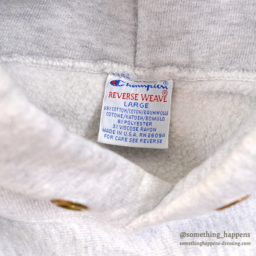 1990's CHAMPION REVERSE WEAVE SWEAT PARKA / TWO SIDED PRINT... L