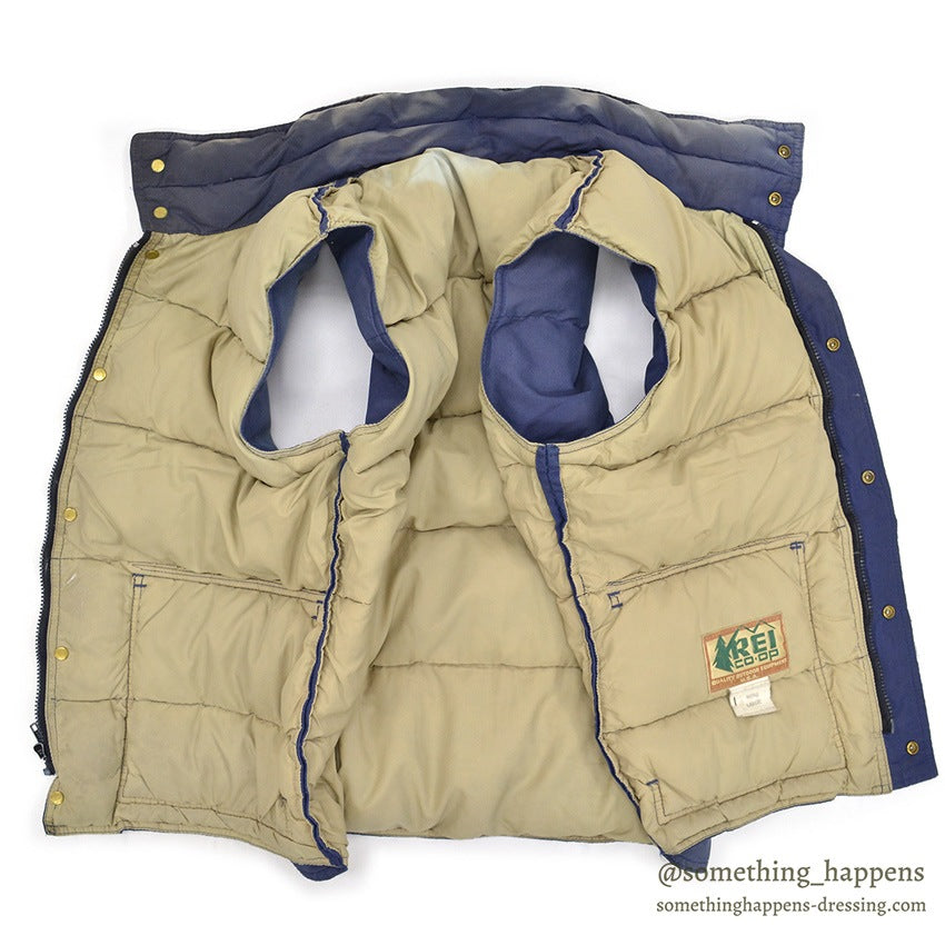 1980's REI DOWN VEST NAVY / SUN FADED ... L
