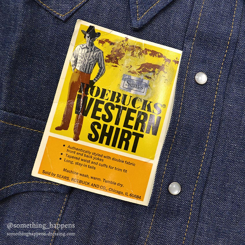 1970's~ DEADSTOCK SEARS ROEBUCKS WESTERN DENIM SHIRT ... X-LARGE
