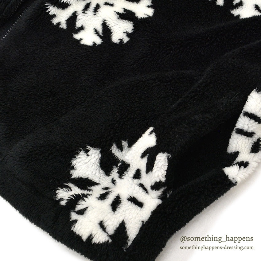 BLACK MOUNTAIN SNOW FLAKE PATTERN FLEECE JACKET...L