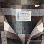 1960's TOWNCRAFT GREEN OMBRE PLAID RAYON SHIRT...L