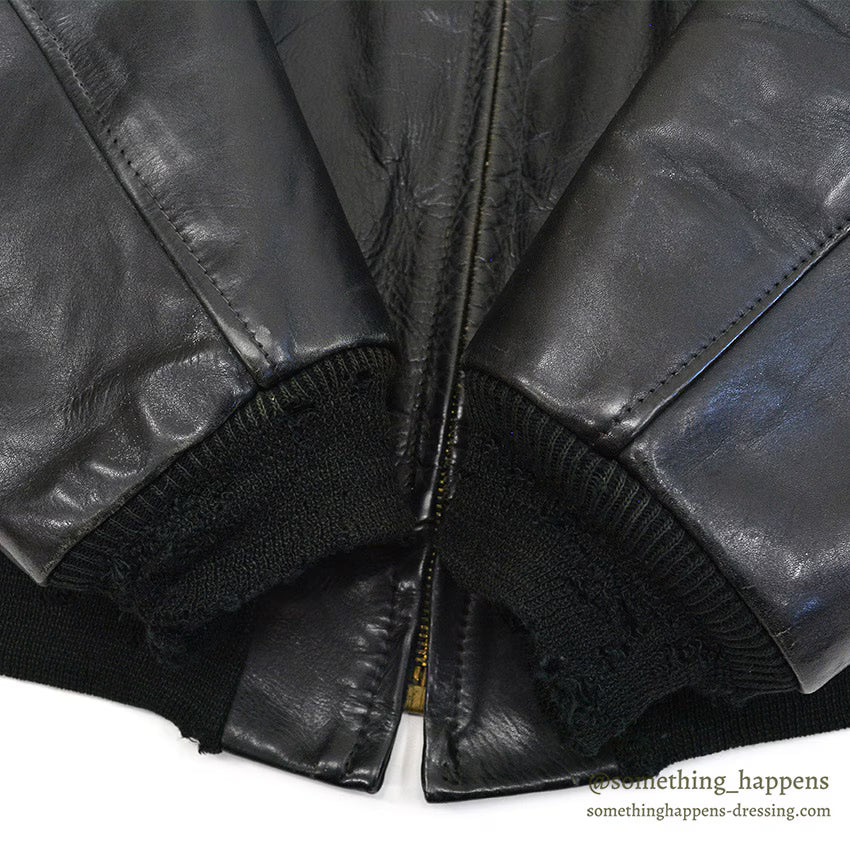 1950's HORSEHIDE ALL BLACK LEATHER SPORT JACKET / RARE DETAIL ...