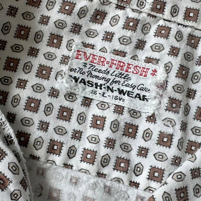 1950's EVER-FRESH GEOMETRIC PATTERN S/S SHIRT ... L