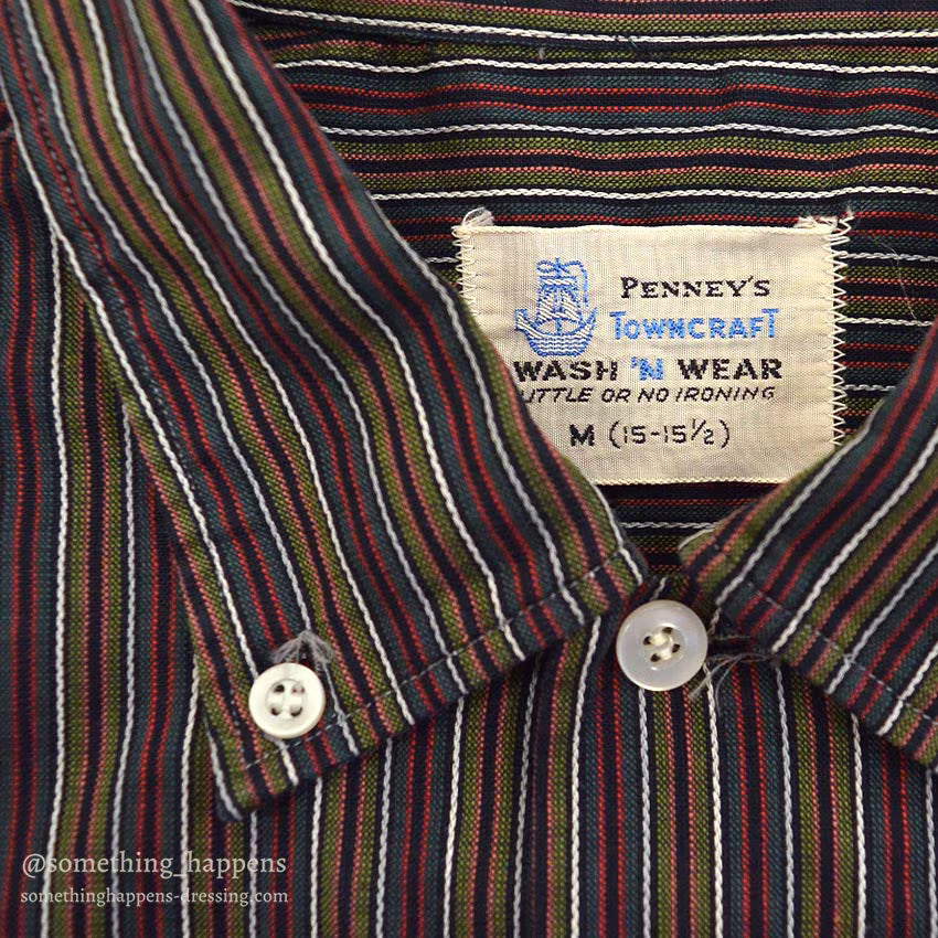1960's TOWNCRAFT MULTI STRIPE B/D SHIRT...M