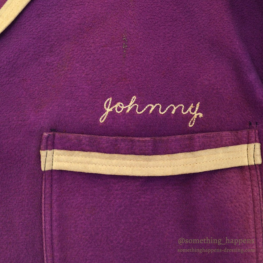 ~1940's TSLANKFORD & SONS IOWA WESLEYAN TIGER EMBROIDERY MOLESKIN JACKET...