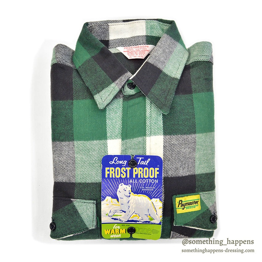 1970's~ DEADSTOCK FROST PROOF PAYMASTER FLANNEL SHIRT...M