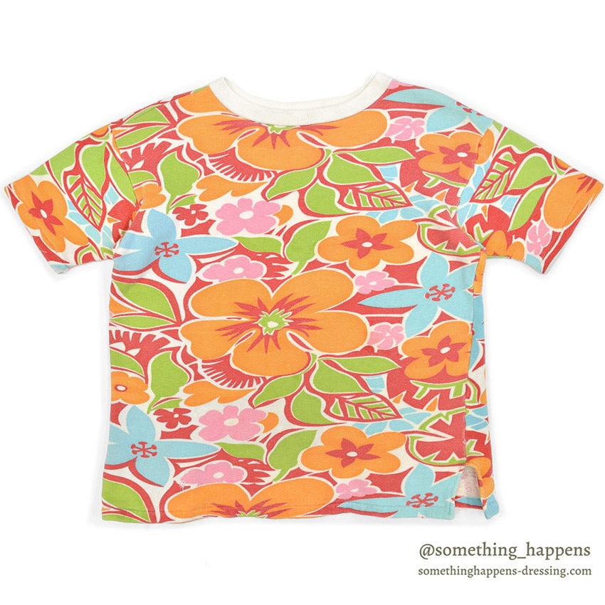 1960's~ HEALTHKNIT FLOWER PATTERN S/S SWEAT SHIRT ... M