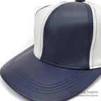 1990's NAVY/WHITE LEATHER PANEL CAP...