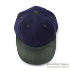 1990's LAKE OF THE ISLES NAVY WOOL / SUEDE LEATHER CAP... L