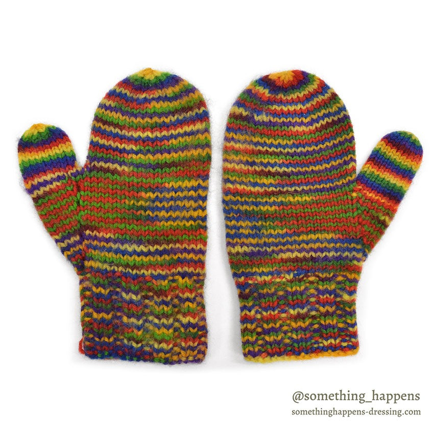 1960's HOME MADE HAND KNIT MITTENS 2 ...