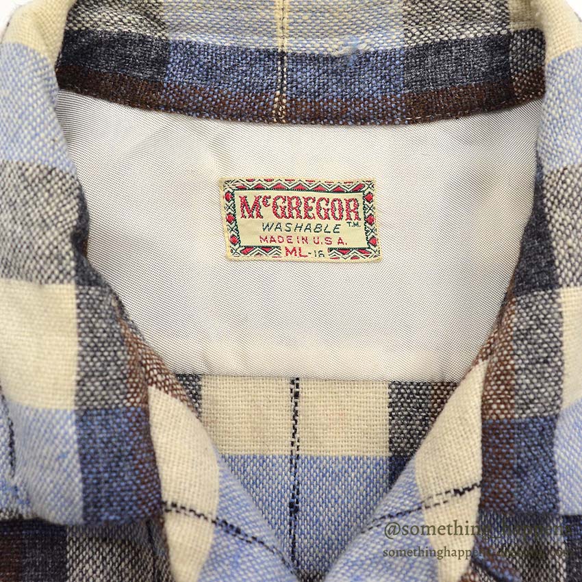 1950's McGREGOR PLAID WOOL SHIRT...ML