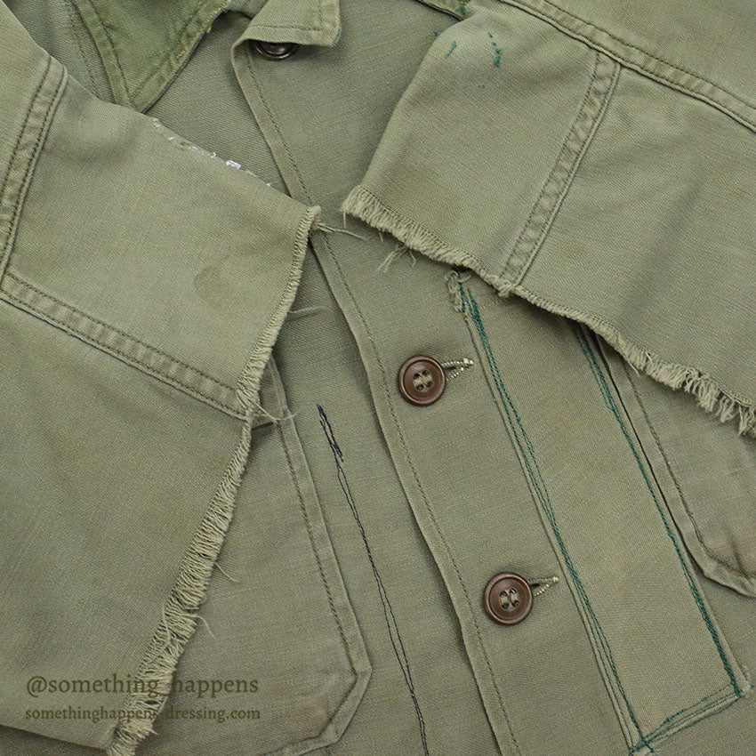 1950's USARMY UTILITY SHIRT MODIFIED FOR PERSONALIZED CYCLING SHIRT...