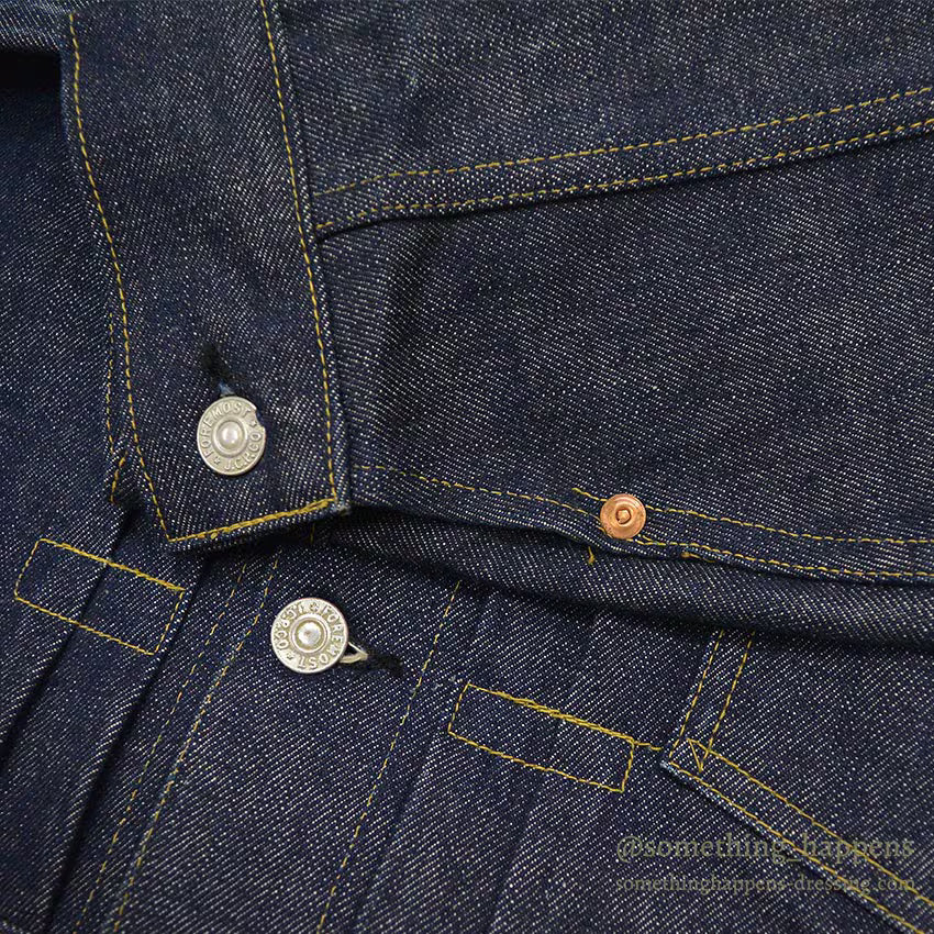 1940's DEADSTOCK FOREMOST BUCKLE BACK DENIM JACKET / LEATHER PATCH ... 36