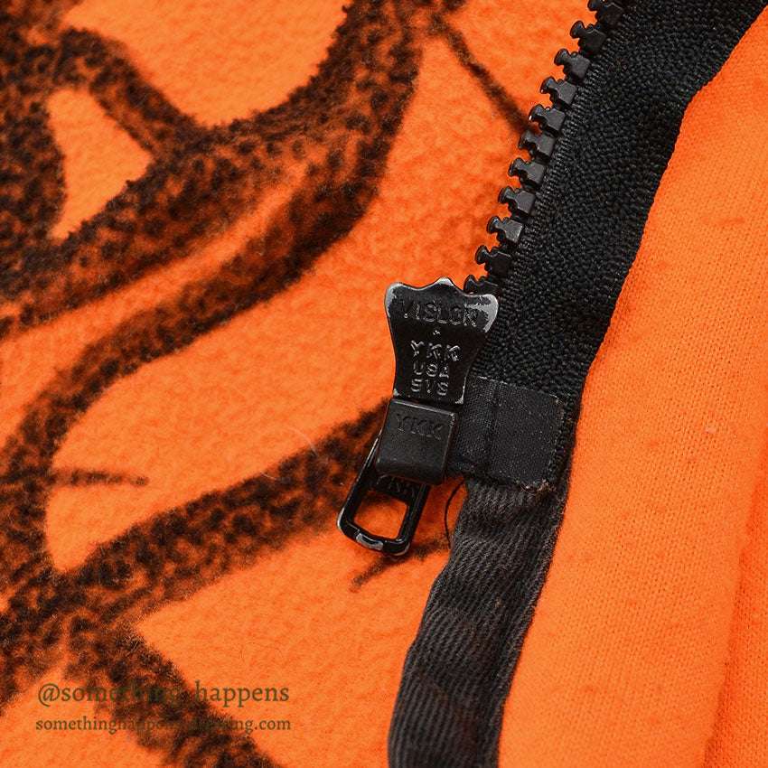 1990's CABELA'S TREE CAMO ORANGE FLEECE VEST...M