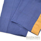1960's RAYON YELLOW LINE BLUE SLACKS... W32