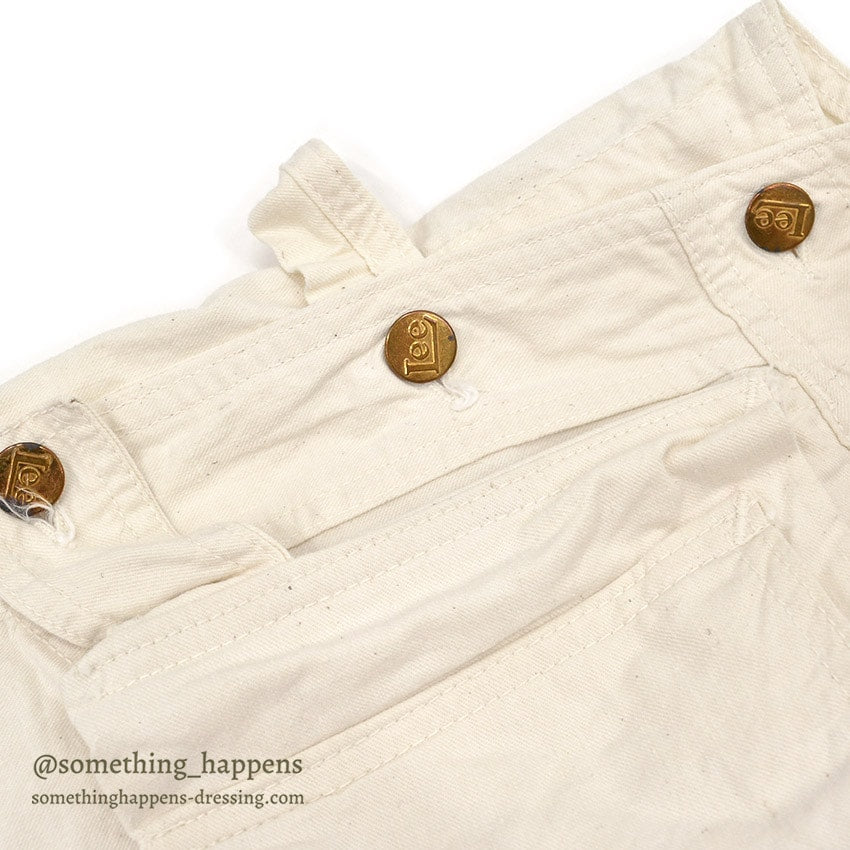 1950's Lee DOUBLE-KNEE OVERALL OFF WHITE / WITH APRON ... W42/L31