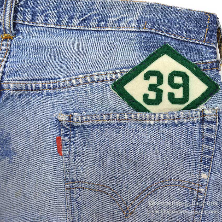 1960's LEVI'S 501 BIGE PATCHWORK / PERSONALIZED REPAIR ... W37/L29