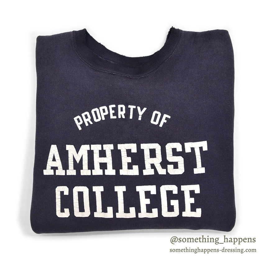 ~1970's CHAMPION PROPERTY OF AMHERST COLLEGE REVERSE WEAVE SWEAT SHIRT / NAVY ... XL