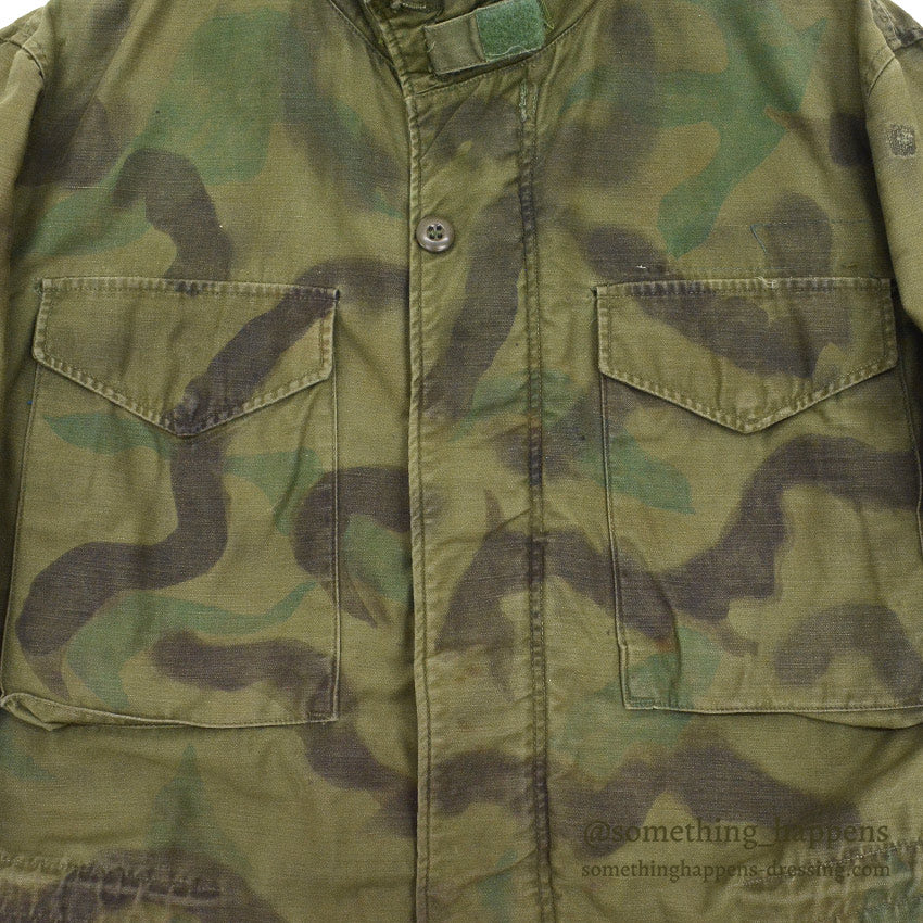 1960's USARMY M-65 HAND PAINTED CAMO JACKET / 1st PATTERN...