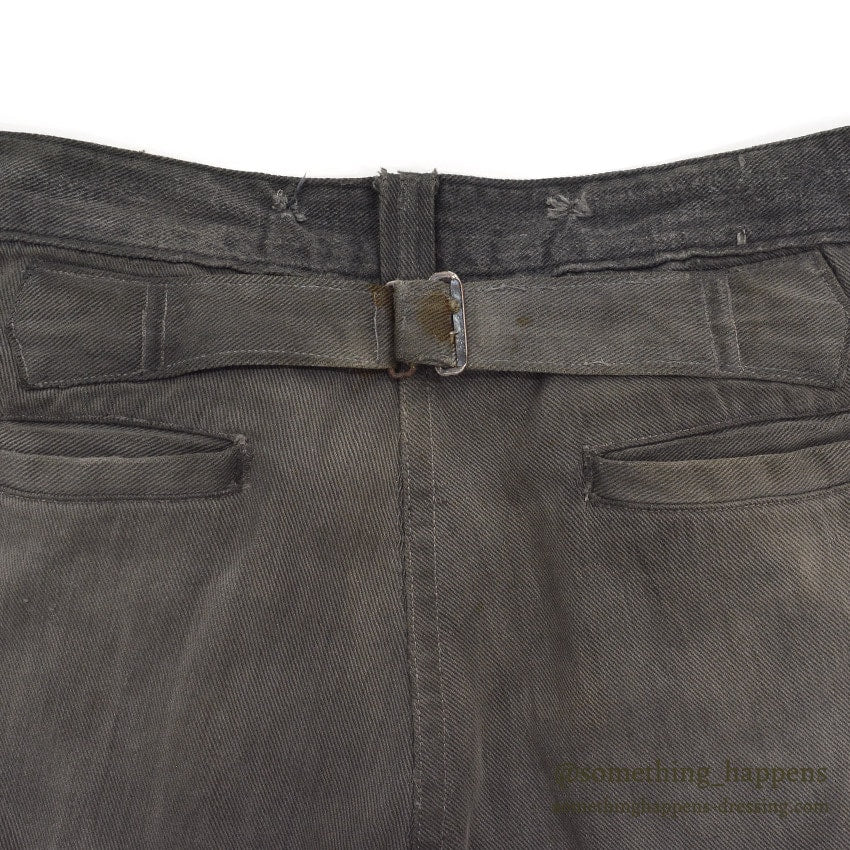 1930's BLACK FRISCO PANTS BACKLE BACK / HEAVY COTTON... W31/L29