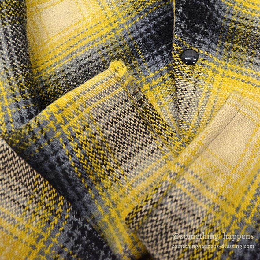 1940's~ YELLOW / BLACK PLAID DOUBLE MACKINAW WOOL JACKET / VERY RARE COLOR ...