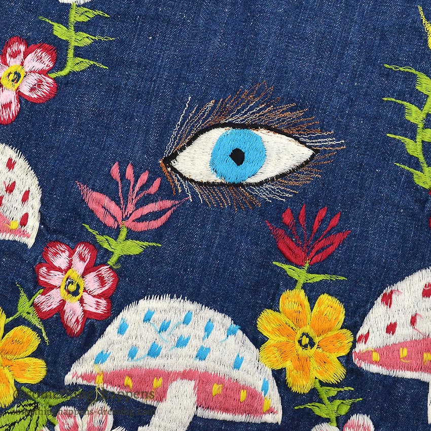 1970's LEMAY MEXICAN HIPPIE EMBROIDERED DENIM SHIRT ... M