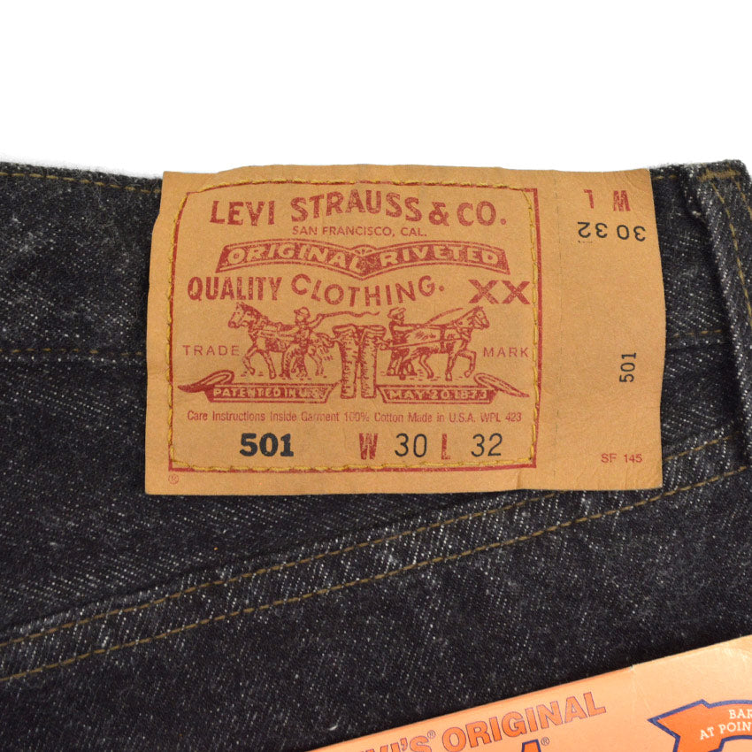 90's デッドストック Levi's 501 ブラックデニム ... W30×L32
