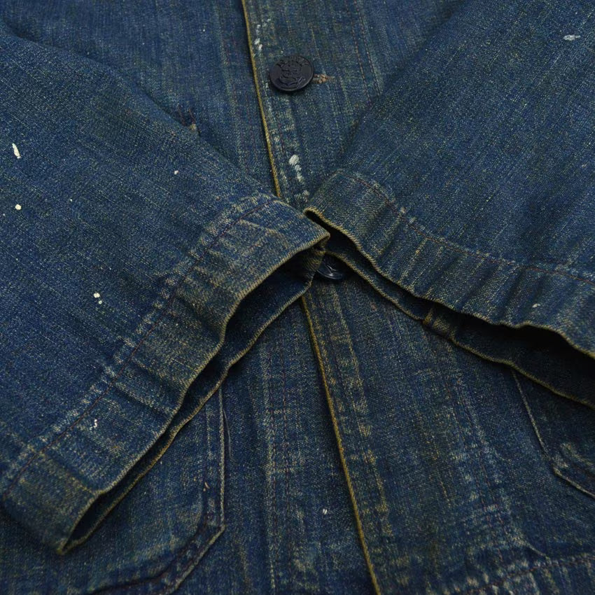 1940s US Navy Shawl Collar Denim Jacket, Dark Navy, Multiple Stencils...