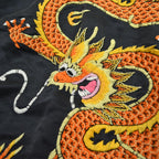 ~70's China Gown embroidery silk black...
