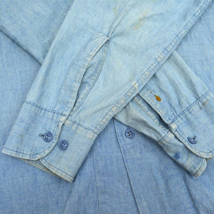 50's US Navy Stencil Box Chambray Shirt...