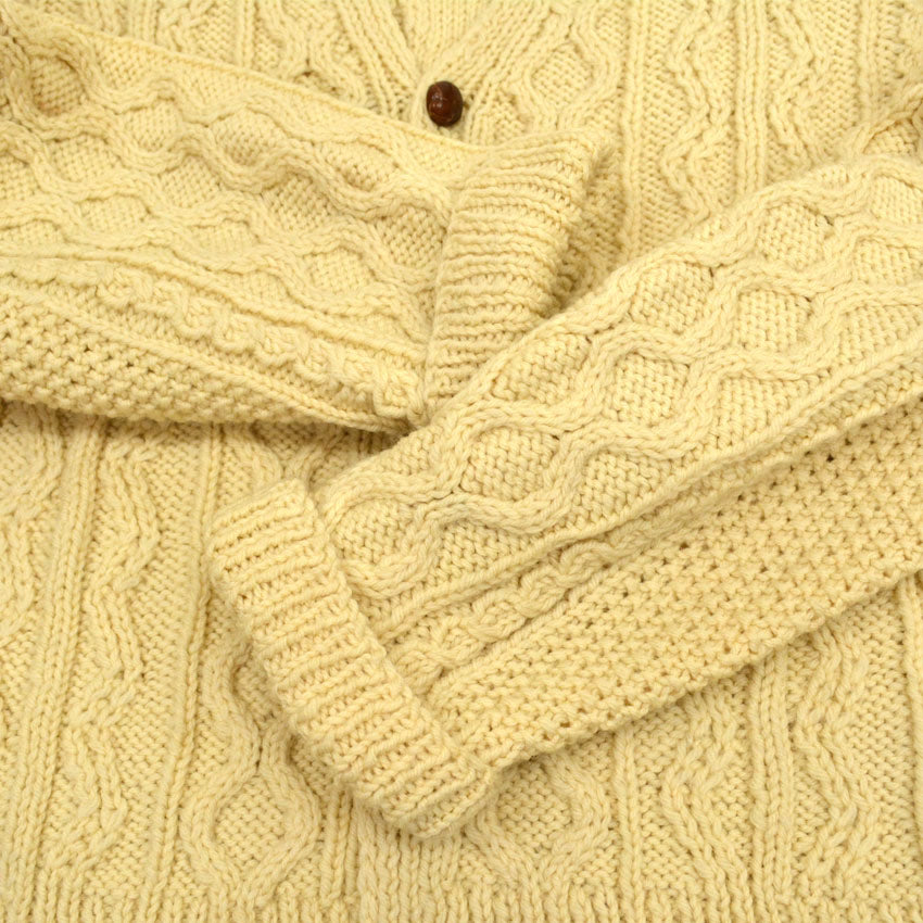 70s- Aran knit fisherman cardigan...