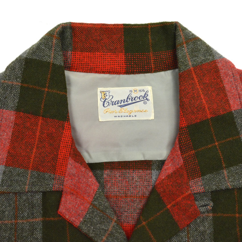 50's Cranbrook Red×Green wool check shirts...M