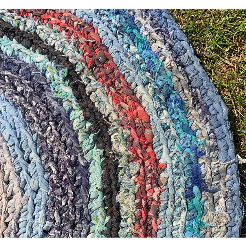 Old American Circle Braided Rug Handmade... Medium 78cm