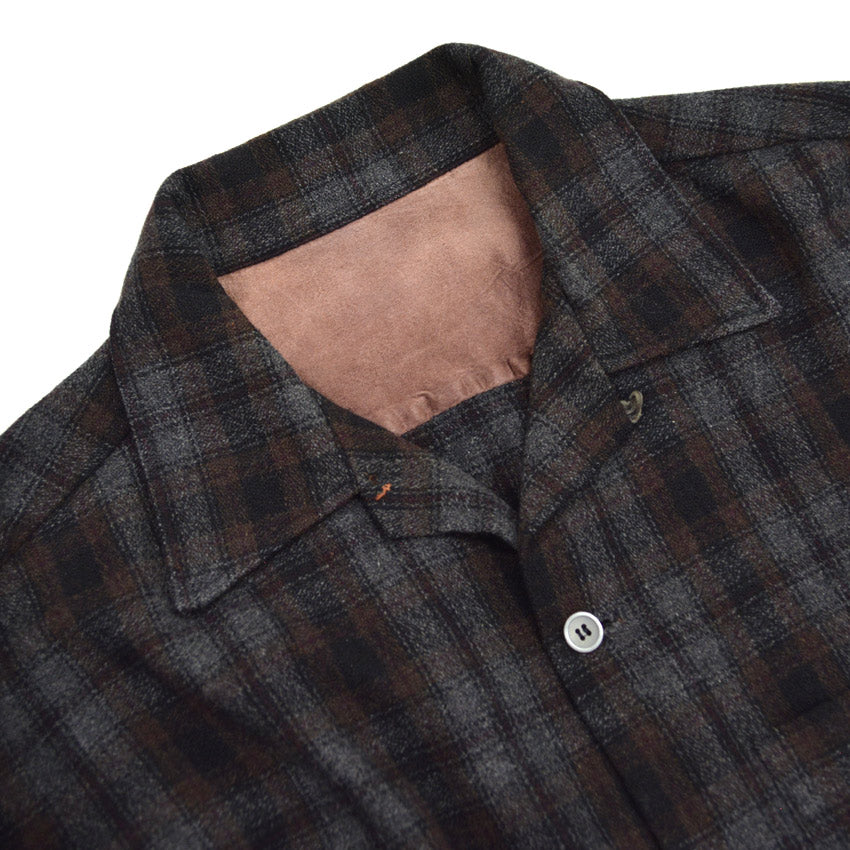 50's~ Ombre Check WOOL & RAYON Blend Shirts...