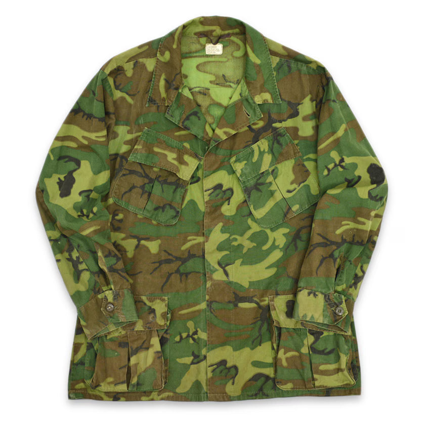 60's US ARMY ERDL Early Non-Ripstop Jungle Fatigue Jacket ... LR