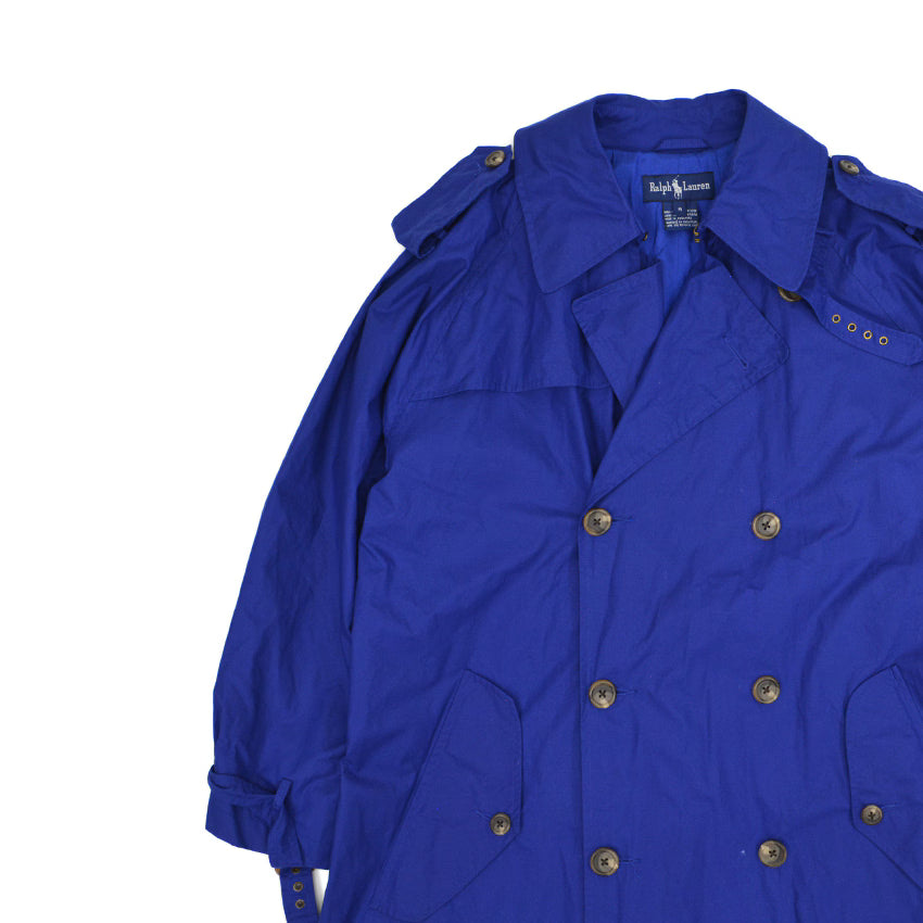 〜90's Ralph Lauren 馬タグ Cotton Trench Coat Dark Blue ... M