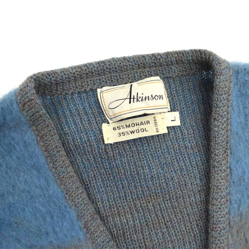 60's Atkinson THREE COLAR MOHAIR CARDIGAN... L