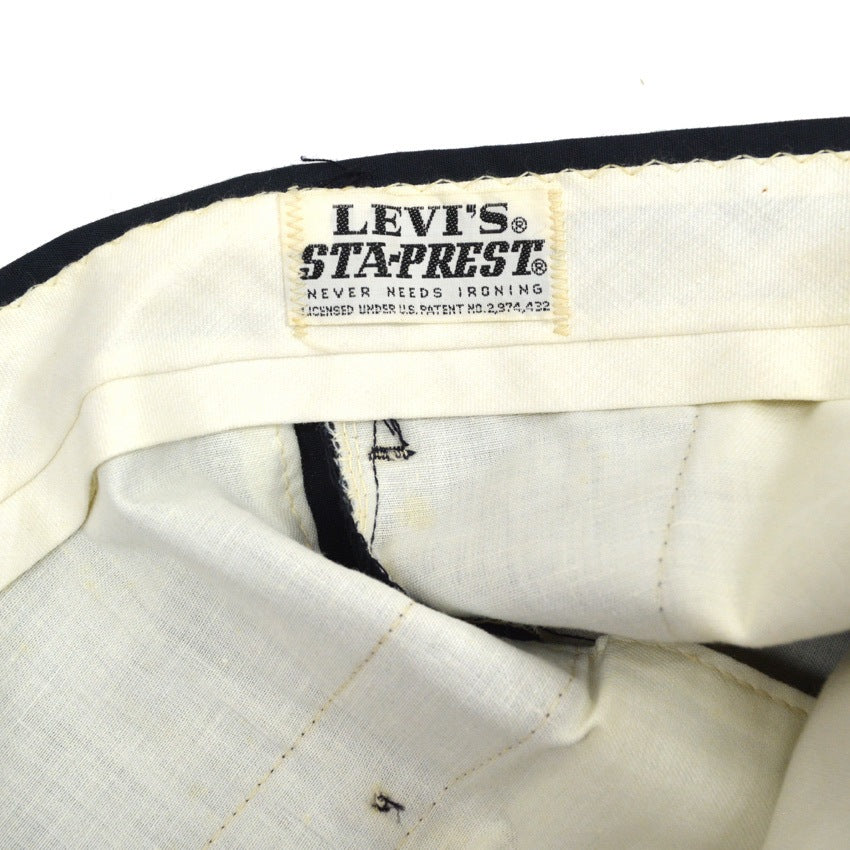 60's Deadstock LEVI'S 549-3318 STA-PREST SLACKS DARK NAVY... W38 L29