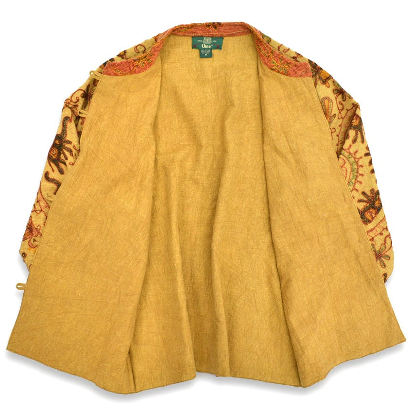 90's ORVIS Indian Cotton Embroidered Jacket with Fish Buttons... M