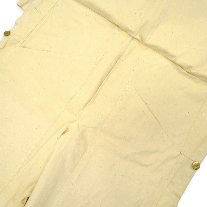 1970s Deadstock Lee Off-White Overalls, Double Knee, with Apron, Lot.C44SB ... W40 L30
