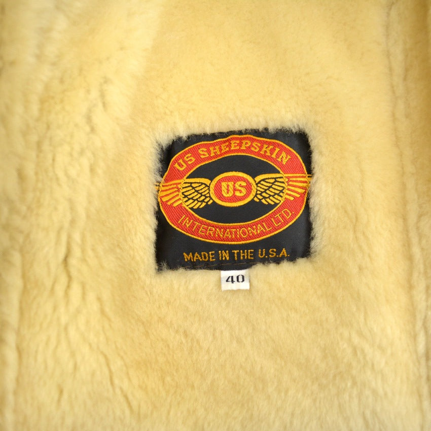 1990's US SHEEPSKIN SHAWL COLLAR SHEARLING MOUTON JACKET... 40