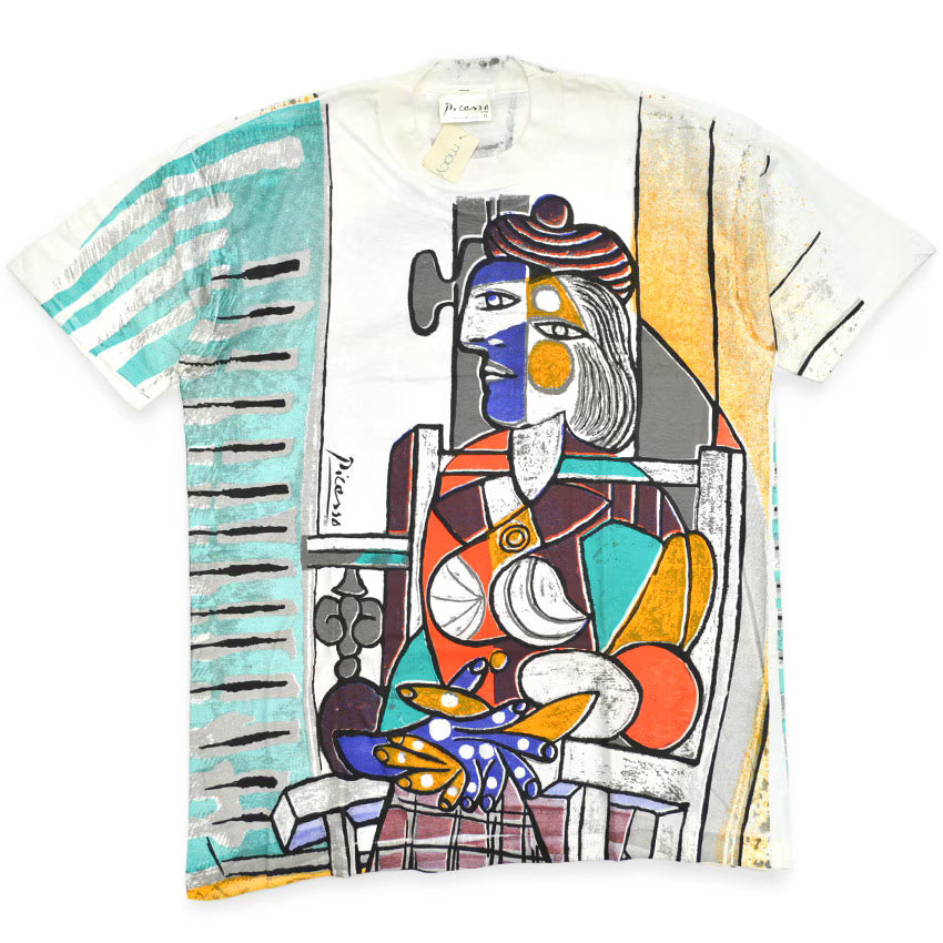 1980s Deadstock Picasso "Woman Sitting in Front of a Window" All Over Print T-shirt... XL
