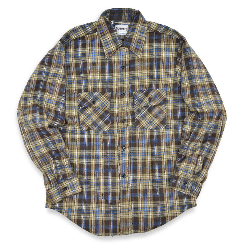 1980's DEADSTOCK FIVE BROTHER LIGHT FLANNEL SHIRT...M