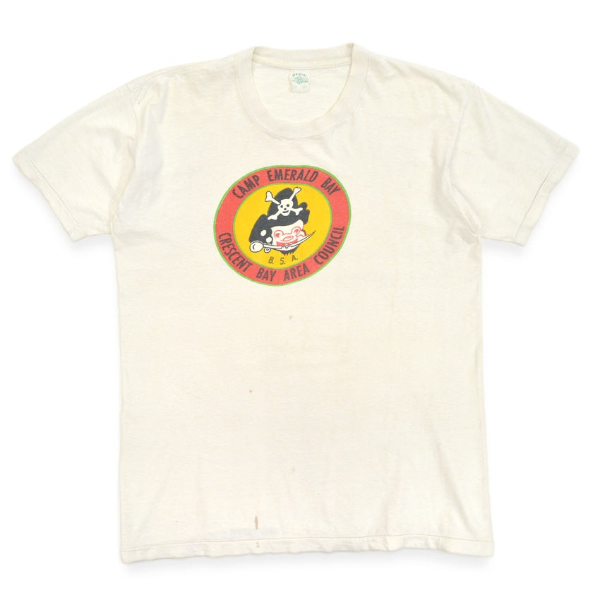 1950s BSA CAMP EMERALD BAY Skull Motif T-Shirt... Fits like L