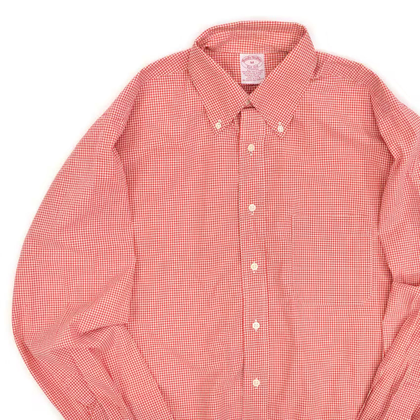1980s Brooks Brothers Gingham Check Button-Down Shirt ... M