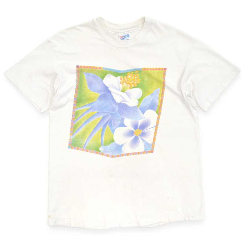 1990's Hanes BEEFY-T BOTANICAL ART T-SHIRT... L