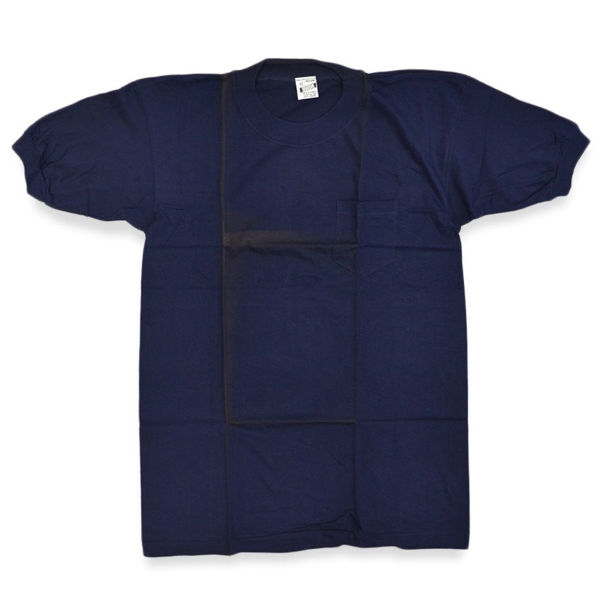 1980's DEADSTOCK EUREX Paki cotton POCKET PACK TEE NAVY... XL
